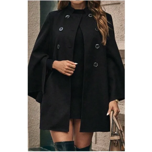 Classic Double Breasted Wide Sleeve Jacket Coat - Picture 1 of 7